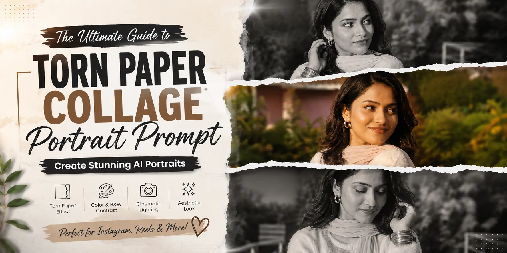 Torn Paper Collage Portrait Prompt