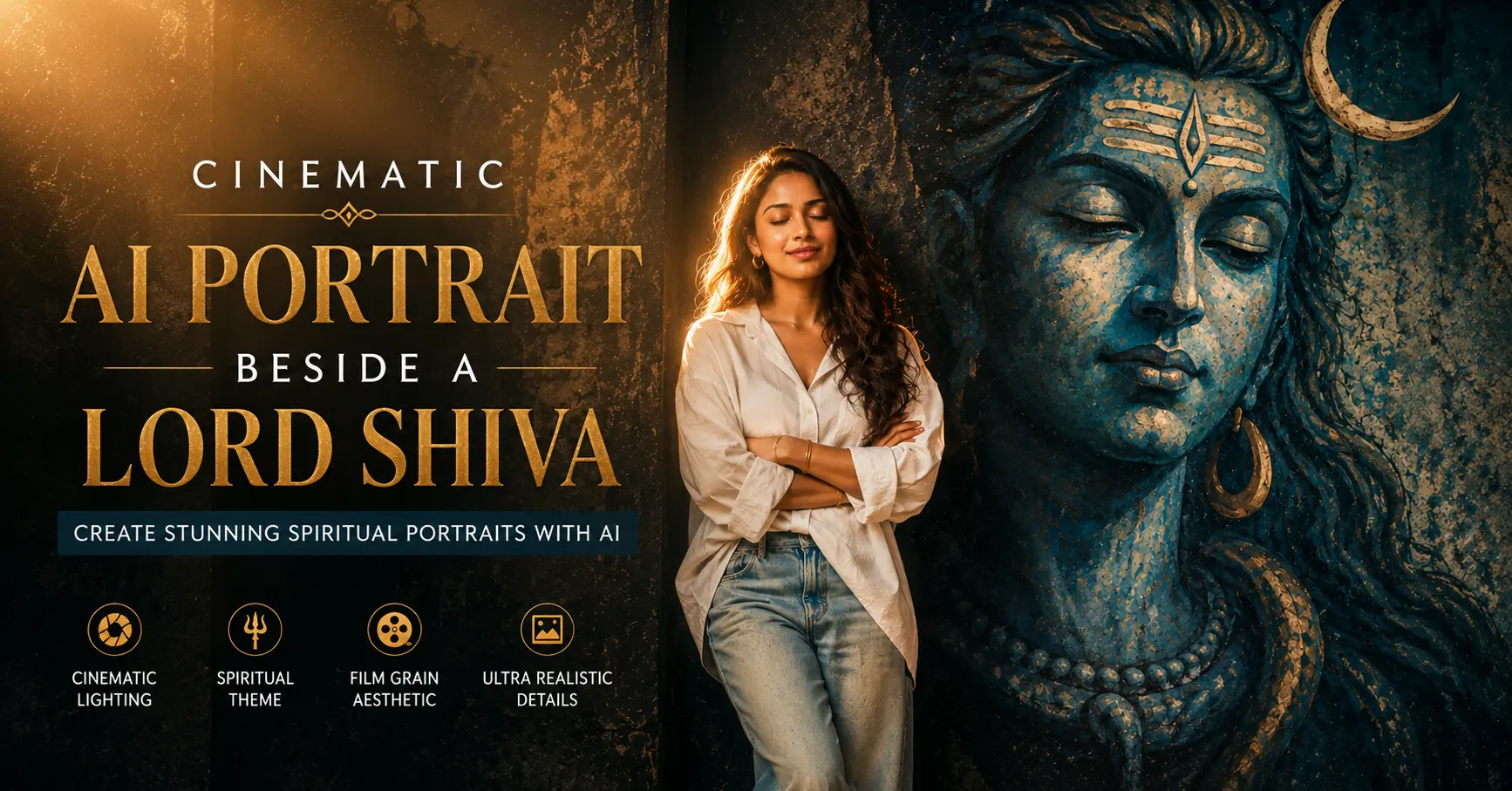 Cinematic AI Portrait Beside a Lord Shiva