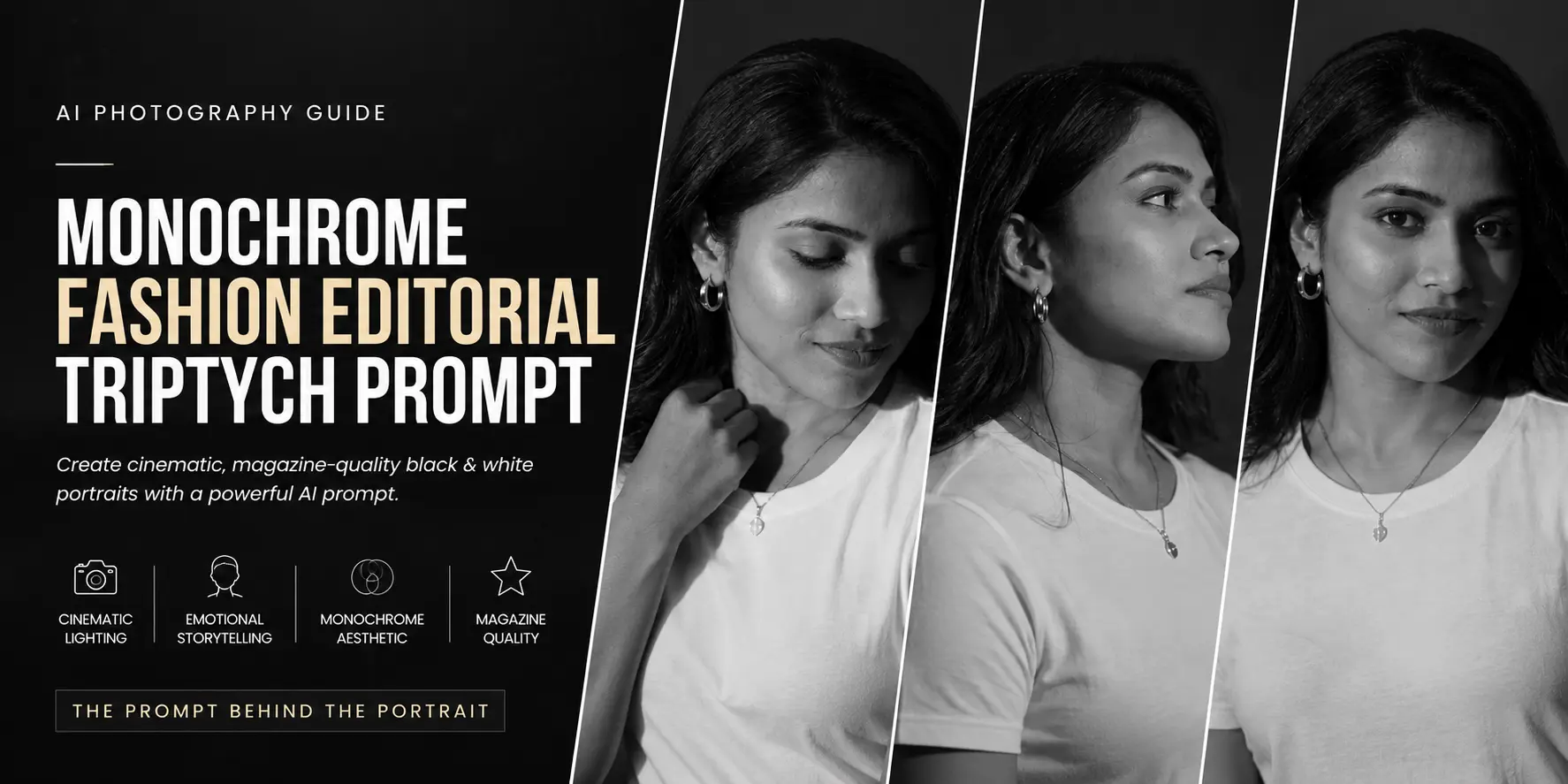Monochrome Fashion Editorial Triptych